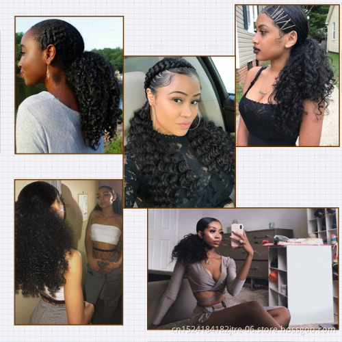 14inch Drawstring Puff Kinky Curly Afro ponytail African American Wrap Synthetic clip in ponytail Hair Extensions